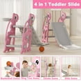 thumbnail image 5 of XJD Toddler Slide for Age 1-3 Baby Indoor Outdoor Playset Plastic Foldable Slides for Kids Backyard Climber Set with Stairs Basketball Hoop and Ball for Boys and Girls (Pink), 5 of 8