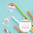 thumbnail image 4 of 8pcs Silicone Straw Tips Cover Cute Rabbit Rainbow Straw Covers Cap Silicone Drinking Straw Tips Lids Airtight Straw Plugs for Spring Easter Party Outdoor, 4 of 5