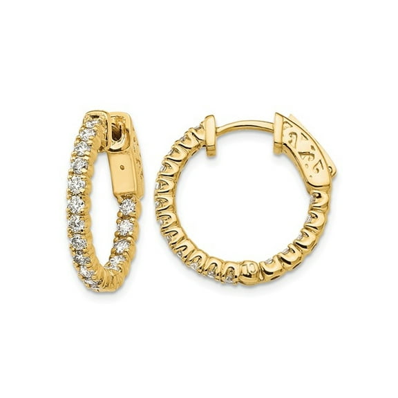 9/10 Carat (Ctw VS2-SI1, E-F) Lab Grown Diamond Hoop Earrings in 14K Yellow Gold for Women