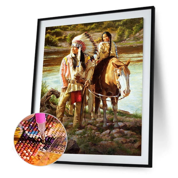 Cuadros Decorativos 5D DIY diamante pintura indios completo redondo taladro mosaico imagen Kit decoración de pared Tmvgtek embutido en tela
