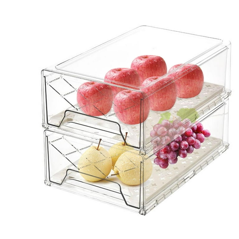 JTTQII Set of 6 Refrigerator Storage Organizer Bins Clear Plastic Snack Organizer for Pantry with 3 Dividers Removable, Acrylic Fridge Organization Stackable