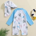 thumbnail image 7 of LIIPEE Boys Swimwear Summer New Fashion Long Sleeve Ocean Animal Printed Round Neck Zipper Romper Swimsuit With Cap Girl Leisure Beach Beachwear,Blue,6-12 Months, 7 of 7