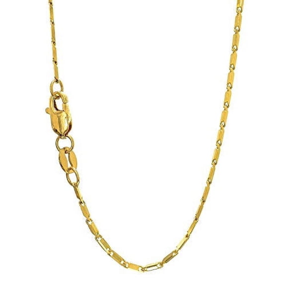 JewelStop 14k Solid Yellow Gold 1 mm Lumina Chain Necklace, Lobster Claw Clasp - 18 Inches, 3.4gr.