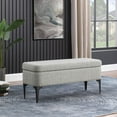 thumbnail image 2 of HomePop Large Modern Storage Bench with Metal Legs, 42"W x 14.5"D x 17.5"H, Sustainable Gray, 2 of 11
