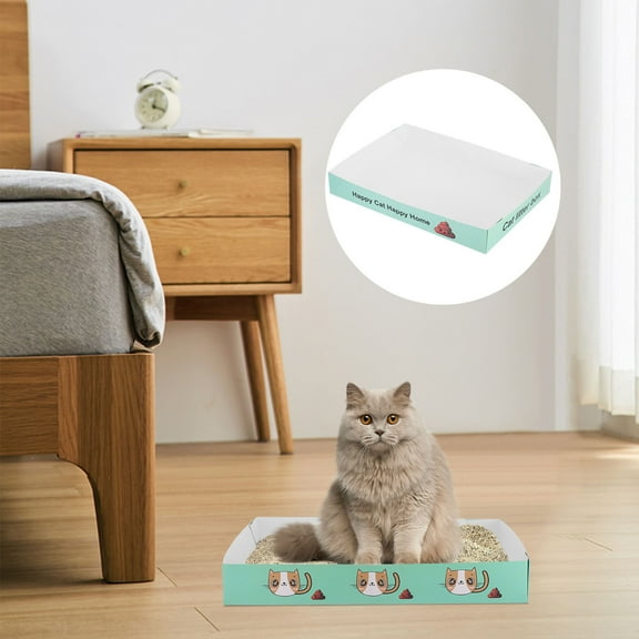 AURARMLET Portable Disposable Cat Litter Tray with Splash Guard Paper Material for Pet Use