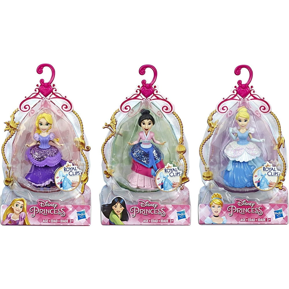 Disney Princess Royal Clips Small Doll Multipack, Rapuzel, Mulan