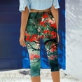 thumbnail image 4 of Capri Leggings for Women Fashion Floral Printed High Waist Workout Lounging Yoga Pants Running Gym Leggings (XL, Green), 4 of 6