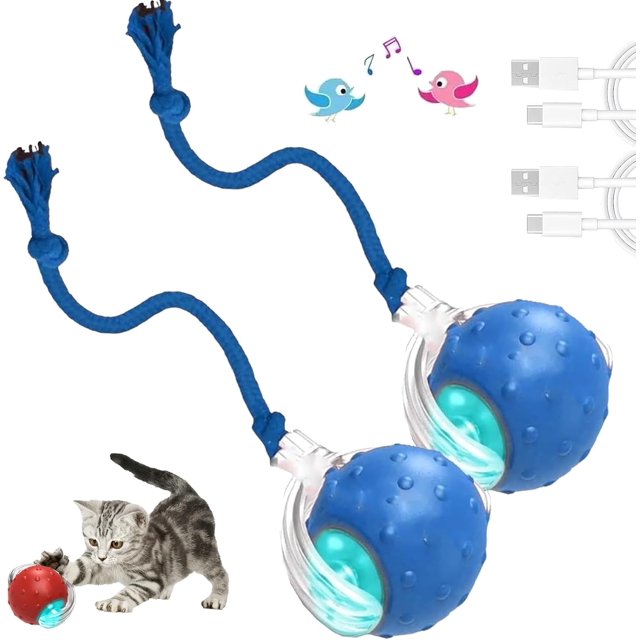 TinyFetch Dog Toy, Tiny Fetch Ball Dog Toy, Tinyfetch Interactive Dog Cat Toys Balls, 2025 Upgraded 360°Smart Automatic Rolling Electric Dogs Ball Toy, Gift for Pets (Blue*2)