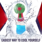 Handheld Fan With Water Spray Mister - Personal Cooling Fan Battery Operated Fan Water Bottle Sprayer - Portable Misting Fan - Use As A Desktop, Table Top Fan - Colors Will Vary At Random