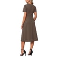 thumbnail image 3 of INSPIRE CHIC Women's Mother's Days Maternity Dress A Line Crewneck Short Sleeve Stretchy Summer Office Work Midi Pregnancy Dresses M Brown, 3 of 6