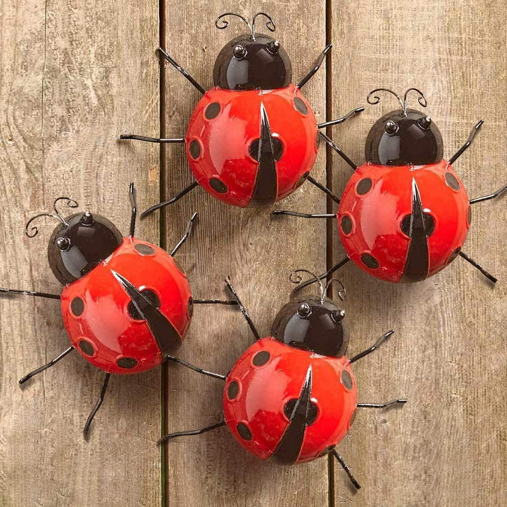 Metal Ladybugs Garden Wall Art Decor Cute Handmade Ladybugs for