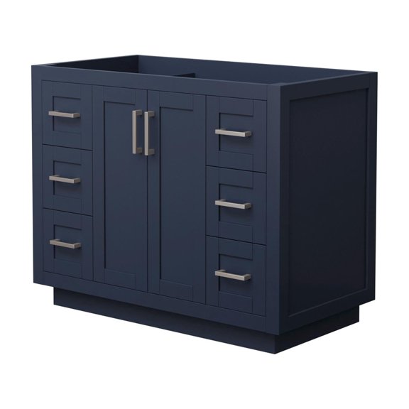 Wyndham Collection Miranda 42" Wood Single Bathroom Vanity in Nickel/Dark Blue