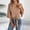 Khaki, variant on Women's V Neck Button Front Tie Knot Hem 3/4 Bell Sleeve Casual Blouse Summer – Loose Soft Cotton