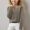 thumbnail image 4 of Generic Kid's Sweaters Lightweight Sweaters for Girls Cute V Neck Soft Knit Pullovers Teens Casual Loose Spring Long Sleeve Tops for Comfortable Clothing(8-9 Years,Brown), 4 of 6