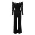 thumbnail image 5 of Yuanlong Womens Pants Lace Off The Shoulder Straight Wide-Leg Jumpsuit Trousers Party Gatherings Elegant Flowy Playsuits, 5 of 8