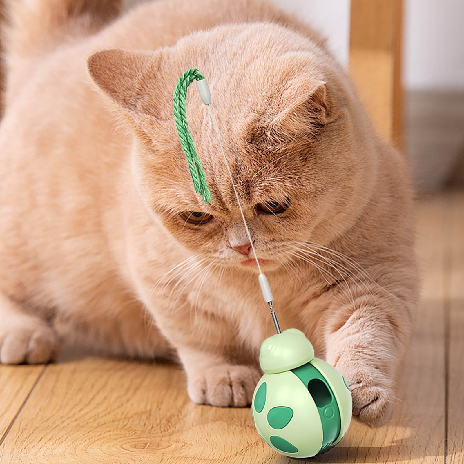 Interactive Cat Toy Rolling Ball with Food Dispenser - Tumbler Design, Bounce Teaser Wand, Cat Toy Balls, Funny Exercise, Safe Play Pet Toy Indoor for Bored Kittens Adults Cats(2PC)