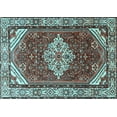 thumbnail image 1 of Ahgly Company Indoor Rectangle Medallion Light Blue Traditional Area Rugs, 8' x 10', 1 of 4