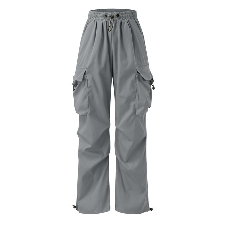Men’s Parachute Cargo IG Harajuku Oversized Cargo Parachute Pants Men Streetwear