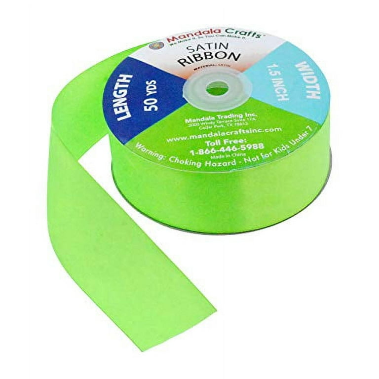 Green Satin Ribbon 1 1/2 Inch 50 Yard Roll for Gift Wrapping