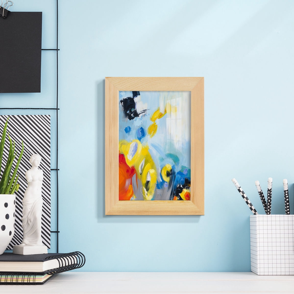 In the Loop III -Framed Print w/glass-Natural Wood