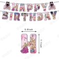 thumbnail image 4 of 38 piezas para decoración de fiesta de cumpleaños con tema de Barbie para niña, Feliz Banner de cumpleaños, globos y adornos para tartas, espirales colgantes, 4 of 5