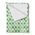 thumbnail image 2 of Quatrefoil Soft Flannel Fleece Throw Blanket, Clovers Moroccan Design in Watercolor Style Art Luck Theme, Cozy Plush for Indoor and Outdoor Use, 60" x 80", White Green, by Ambesonne, 2 of 5