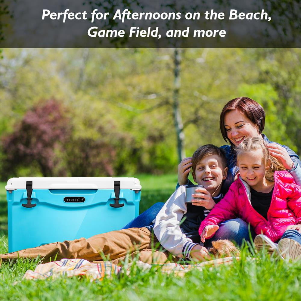 SereneLife 75 Quart Portable Cooler Box Lightweight Heavy-Duty Travel Ice Cooler W/ Handles, (Blue)