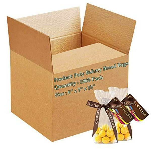 Pack of 1000 Poly Bakery Bread Bags 6 x 3 x 15. Clear Gusseted Bags