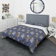 thumbnail image 3 of Designart 'Retro Luxury Waves In Gold And Blue III' Mid-Century Modern Duvet Cover Set, 3 of 4