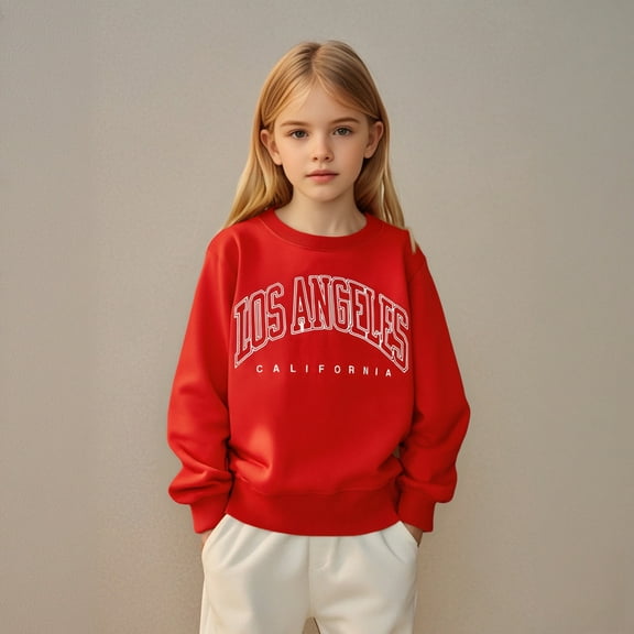 Kids Sweatshirt Boys Long Sleeve Los Angeles City Letter Print Sweatshirts Crewneck Sweatshirts Pullover Tops Winter Clothes Little Boy Clothes 8-9 Years Kids Clothes