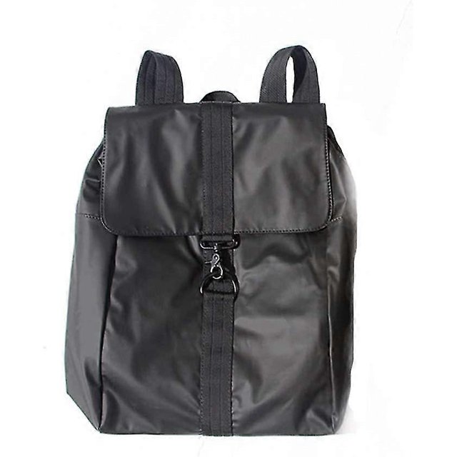 Multifunctional Backpack Black Pu Leather Recreation Bag With Straps And Metal Hooks 2 Different Sizes