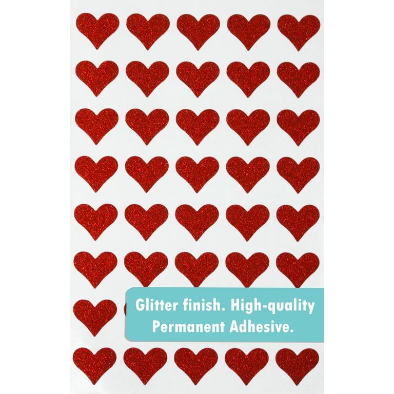 Royal Green Heart Sticker Red Glitter Envelopes Seal - Decorative Labels  for Stationery, Paperwork and Arts - 400 Pack