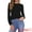 Black, variant on DARING DIVA Women's Pleated Trim Casual Long Sleeve Top L Black