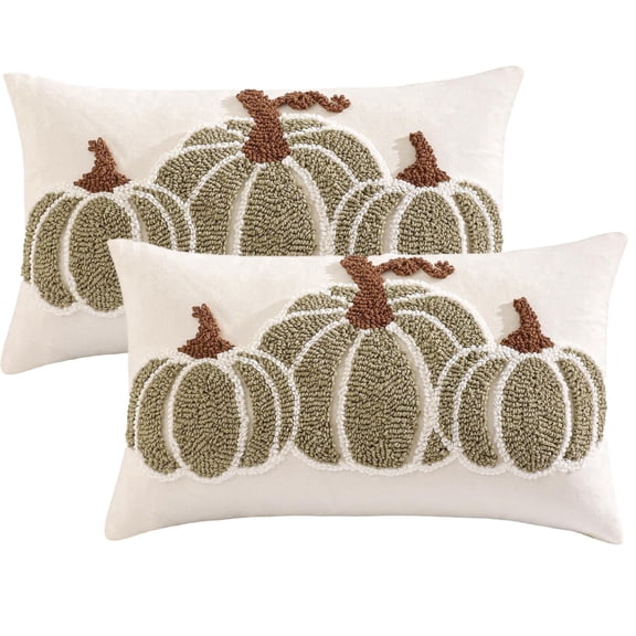 Tosleo Halloween Throw Pillow Covers 12x20 inch Set of 2 Halloween Orange Pumpkin Embroidered Pillow Cases Thanksgiving Home Party Pumpkin Fall Decor Pillowcases Square Cushion Covers