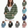 thumbnail image 2 of Towmus Oversized Zip Up Hoodie for Women Casual Baggy Loose Basic Zipper Striped Hooded Sweatshirt Coat Y2K Jacket with Pockets for Fall Winter, 2 of 6
