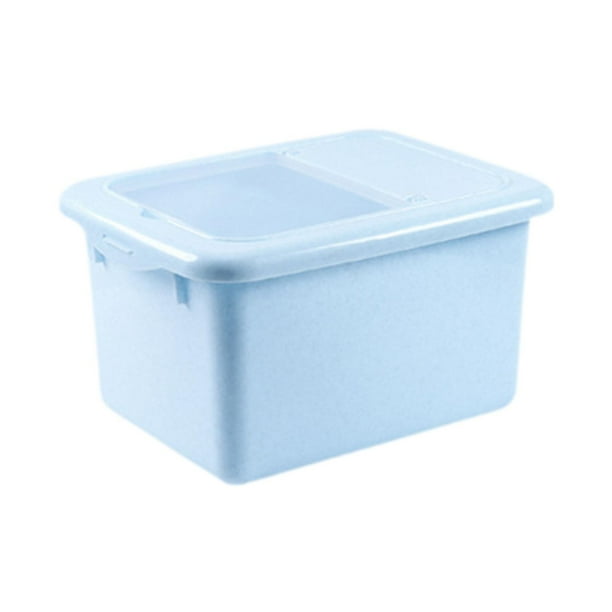 Contenedor para cereales con forma de tanque de arroz, ahorrador de espacio, a prueba de fugas, con tapa, dispensador de arroz, suministros de cocina Azul