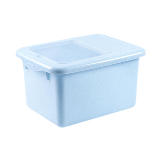 Caja de almacenamiento de arroz, contenedor de cereales, sólida, transparente, ahorra espacio, a prueba de fugas. Azul