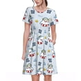 thumbnail image 1 of Daiia Robes Imprimé Requin Natation Femmes 2025 Tendance Manches Courtes Robes Décontractées Amples Fluides Maxi Robes de Soleil, 1 of 6
