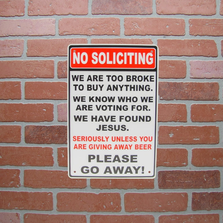 Funny No Soliciting Unless Giving Away Beer Metal Front Door Porch Home Tin Sign Funny No Soliciting Unless Giving Away Beer Metal Front Door Porch Home Tin Sign