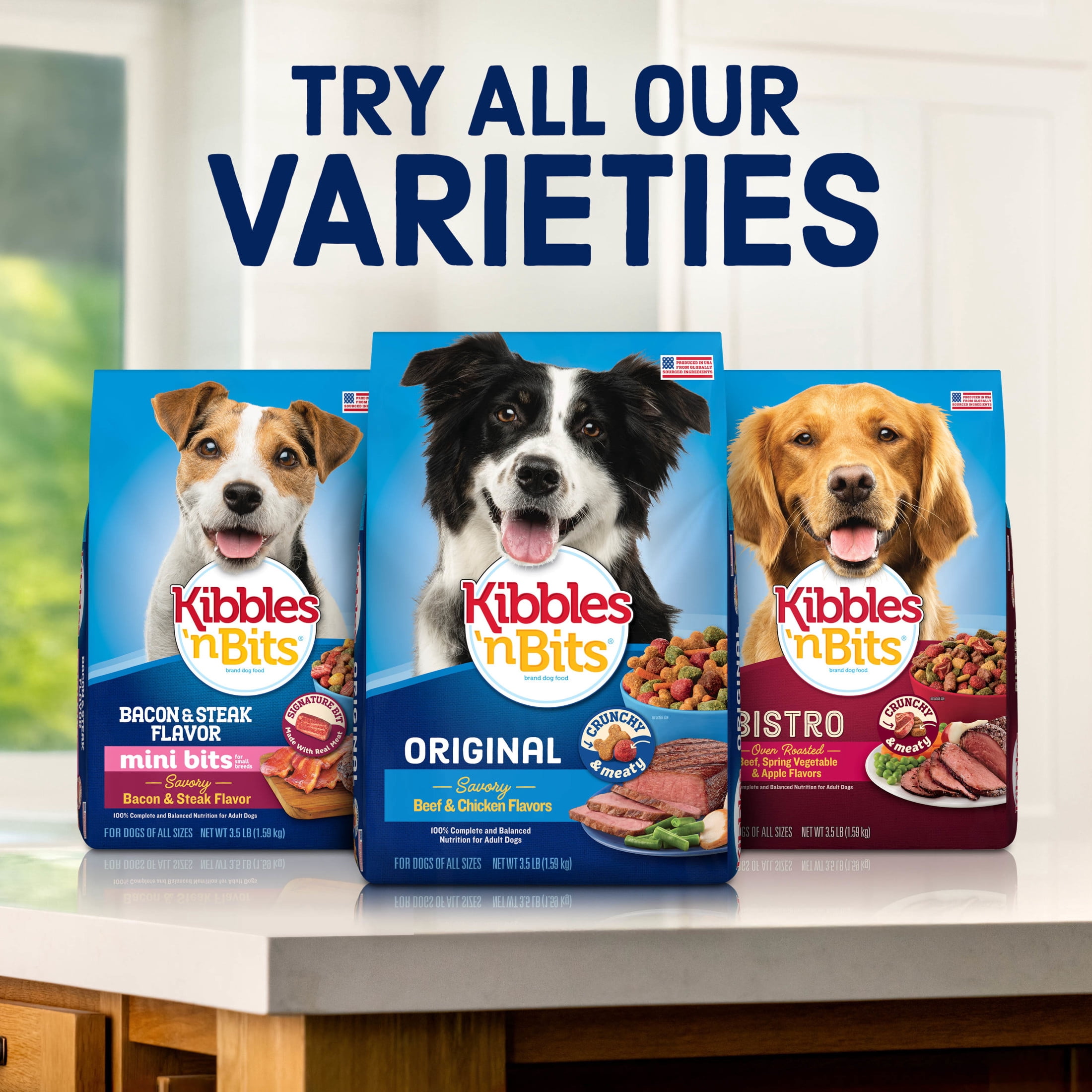 Kibbles 'n Bits Dry Dog Food, Original Savory Beef & Chicken Flavors, 45 lb. Bag