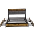 thumbnail image 6 of Full Size Bed Frame with Storage Headboard, USB Charging Ports, RGB LED Lighting, 4 Drawers, Sturdy Metal Platform, No Box Spring Needed, 6 of 10