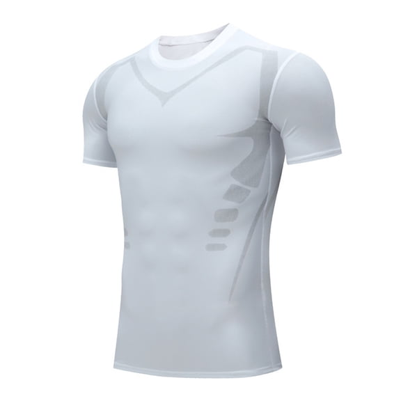 White Hawaiian Shirt Men Compression Shirts Men Short Sleeve Base Layer Undershirt Gear Workout T Shirt