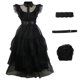 thumbnail image 1 of Wednesday Addams Dress For Girls Halloween Carnival Party Cosplay Costume, 1 of 4