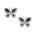 thumbnail image 2 of Bling Jewelry Womens Monochrome Black & White CZ Stud Earrings with Butterfly Design in Silver, 2 of 4