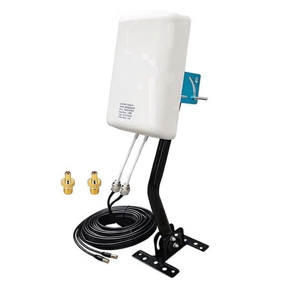 2x2 Mimo Outdoor Directional Panel Antenna 698-2700MHz, 14dBi 4G LTE Cellular Antenna Kit with 10m Cable, TS9 Adapter and J-Mount