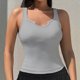 thumbnail image 1 of Ropa interior térmica Tops Moda para mujer Camiseta lisa Blusa sin mangas Cuello en V Camisetas sin mangas casuales Cami Blusa de poliéster para mujer, 1 of 5