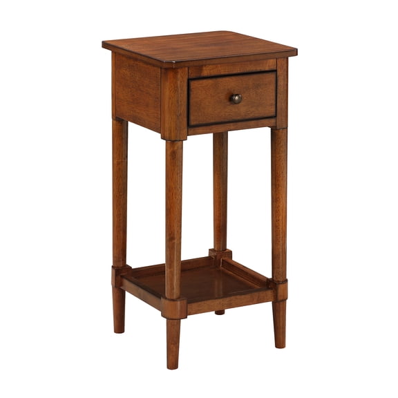 Convenience Concepts French Country Kourtney No Tools 1 Drawer Accent Table with Shelf, Vintage Walnut