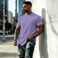 thumbnail image 4 of LNZGNM Men's Fashion Oversized Tshirts Workout Short Sleeve T-Shirt Dry Fit Lightweight Crewneck Tee Tops,Light Purple(XL), 4 of 5