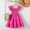 thumbnail image 6 of NOLDARES Toddler Baby Girl Dress Summer Cotton Ruffle Halter Sleeveless Kids Casual Beach Party Dresses(Hot Pink,3-4 Years), 6 of 7