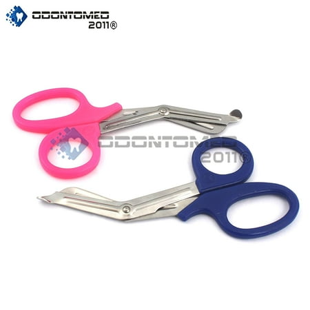 Pink Ems Shears Odontomed2011® New Premium Grade Set Of 2 Pcs (Pink, Blue) Paramedic Utility Bandage Trauma Emt Ems Shears Scissors 5.5 Inch Stainless Steel, Quality Shears ()